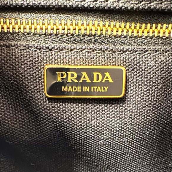 PRADA Canapa RICAMO 1BA038 Cotton Canvas Mini Handbag in Black, 2-Way Shoulde... - Picture 9 of 11